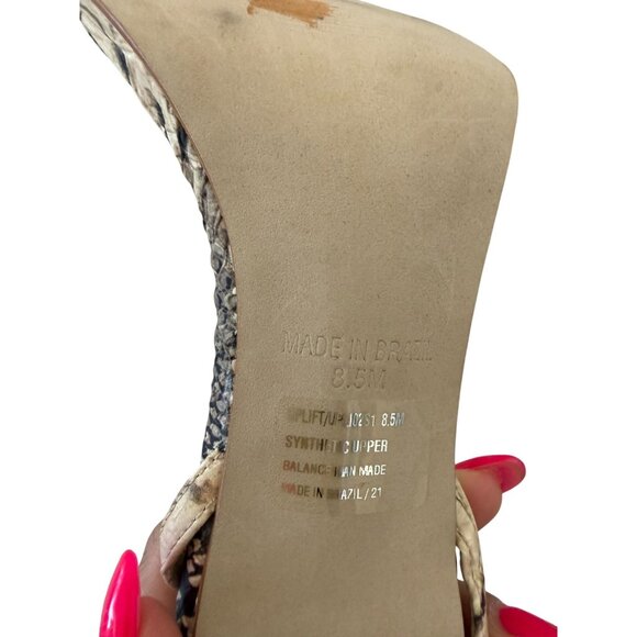 STEVE MADDEN Nude Black Snake Print Lace Up Sandals Heels Size 8.5 - Picture 5 of 9